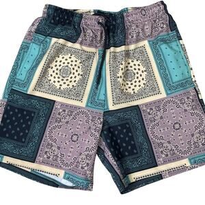 Triumph Tragedy 32 L Patchwork Festival Shorts Men’s Cotton Elastic Waist Aztec